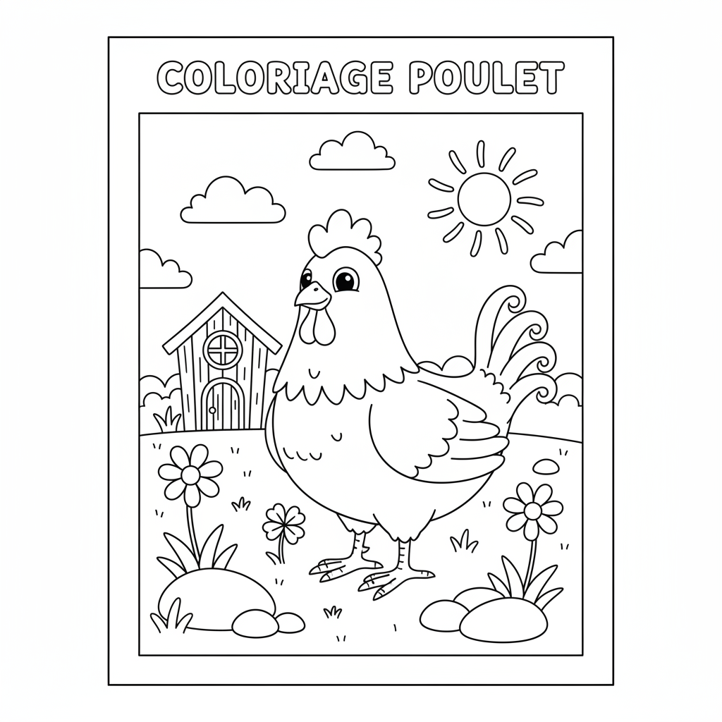 Coloriage coloriage poulet 3