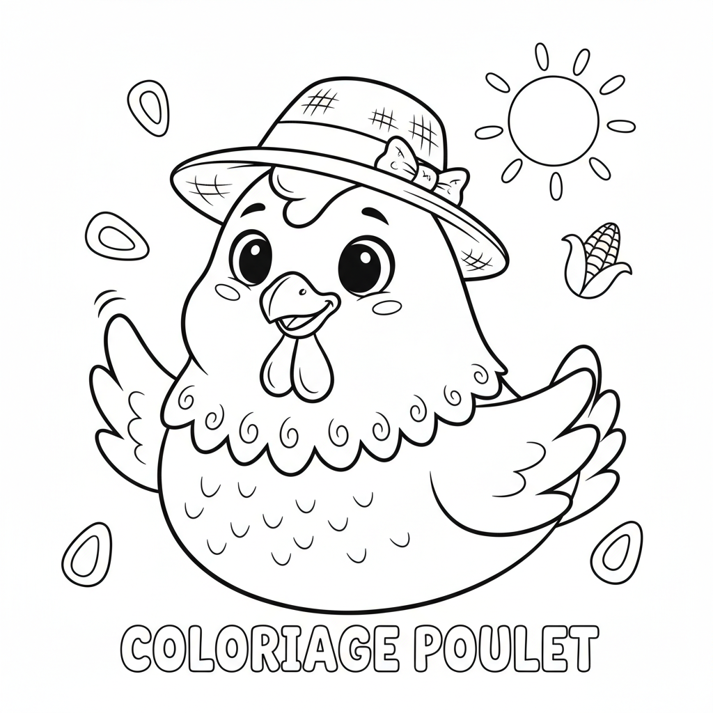 Coloriage coloriage poulet 4