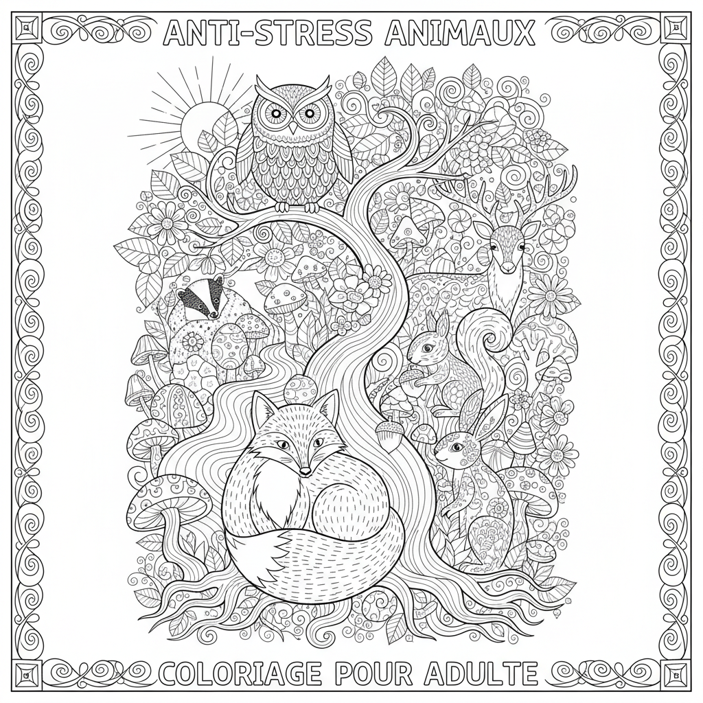 Coloriage coloriage pour adulte animaux 3
