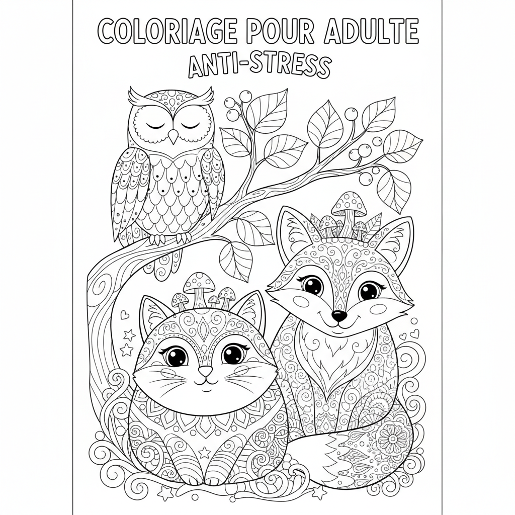 Coloriage coloriage pour adulte animaux 4