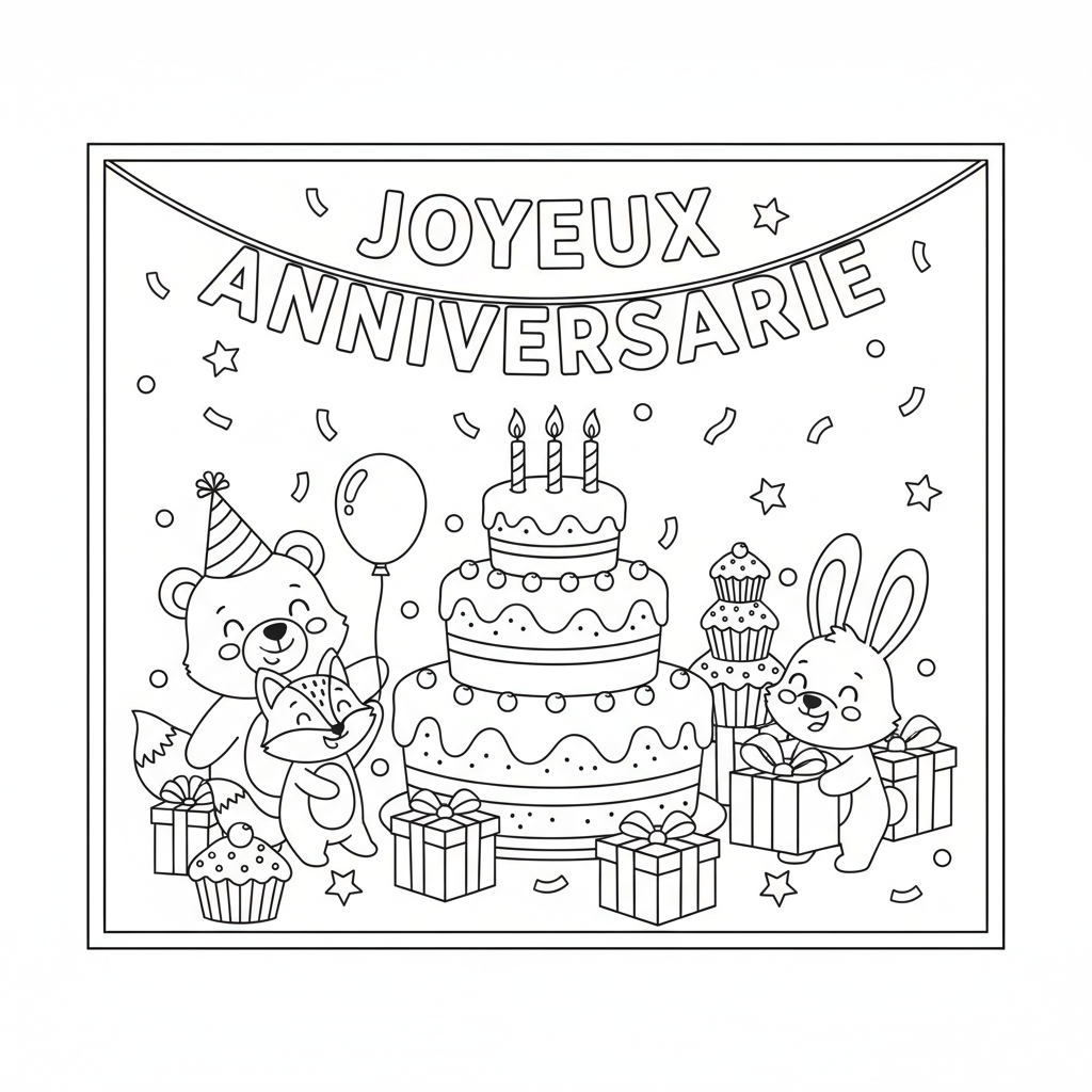 Coloriage coloriage pour anniversaire 2
