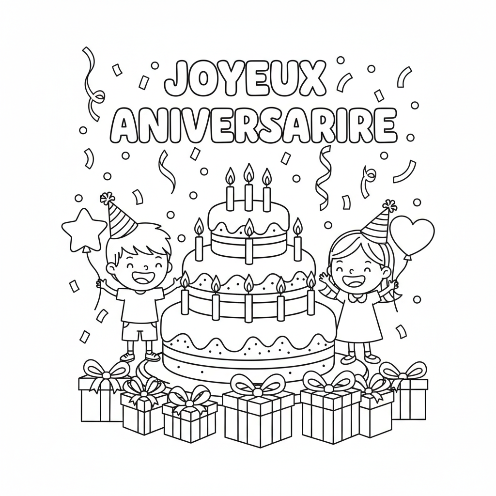 Coloriage coloriage pour un anniversaire 2