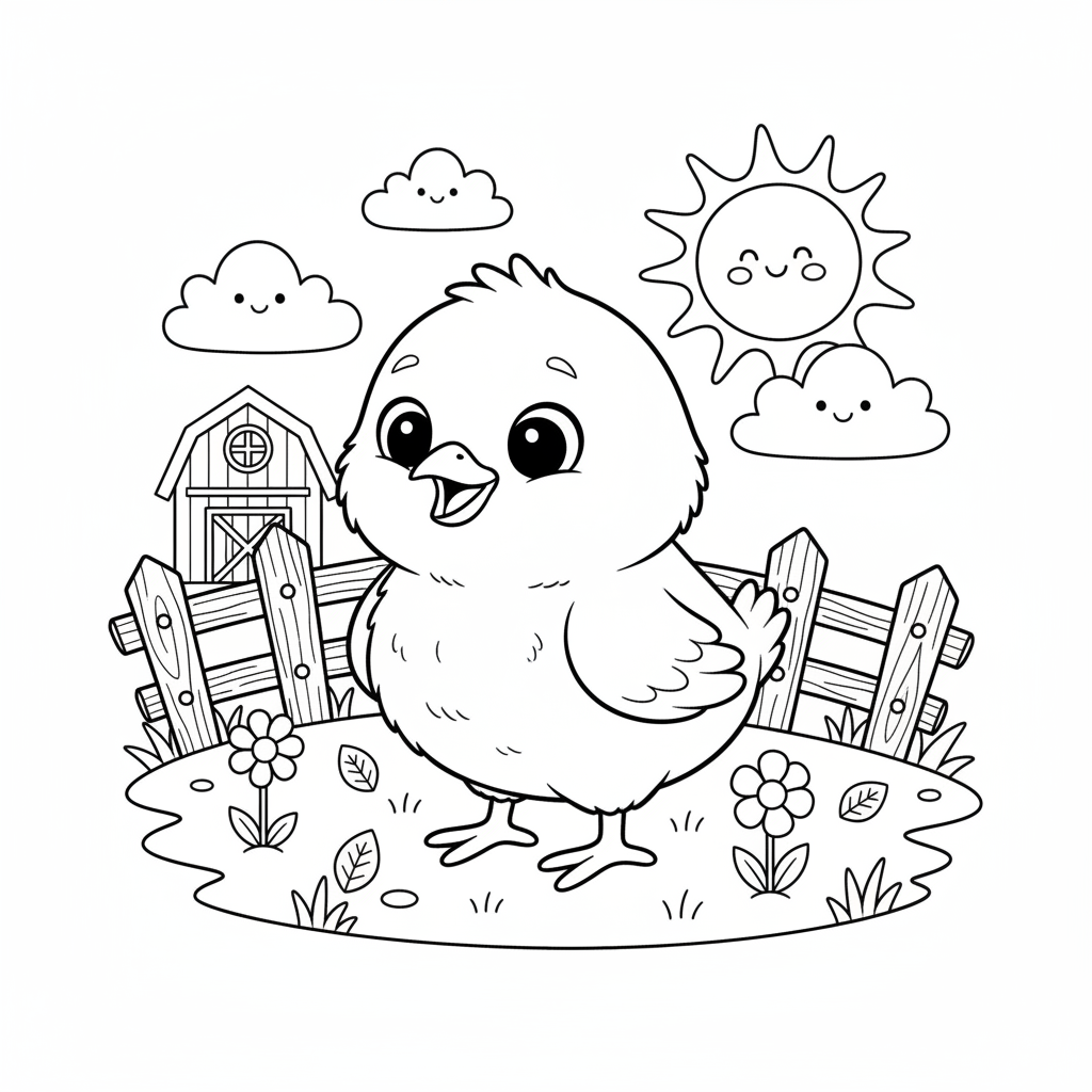 Coloriage coloriage poussin 3