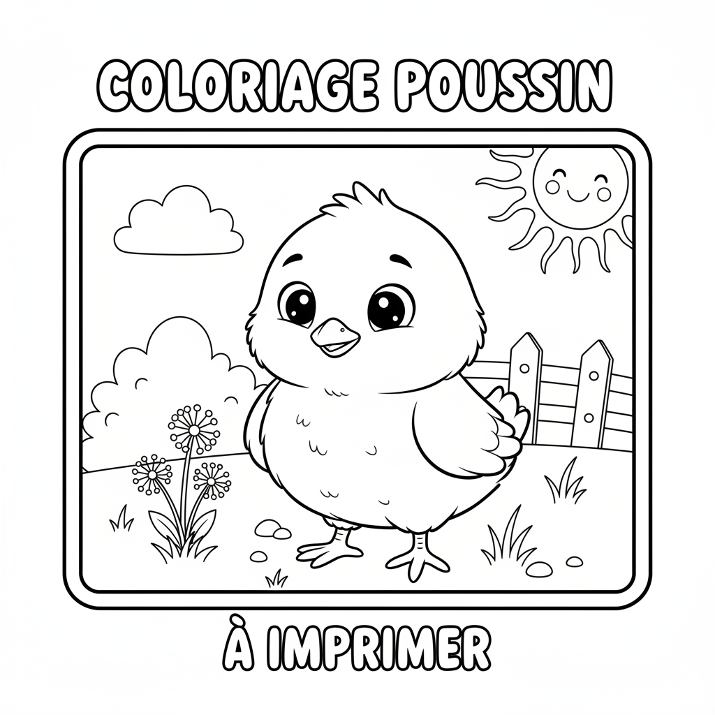 Coloriage coloriage poussin à imprimer 3