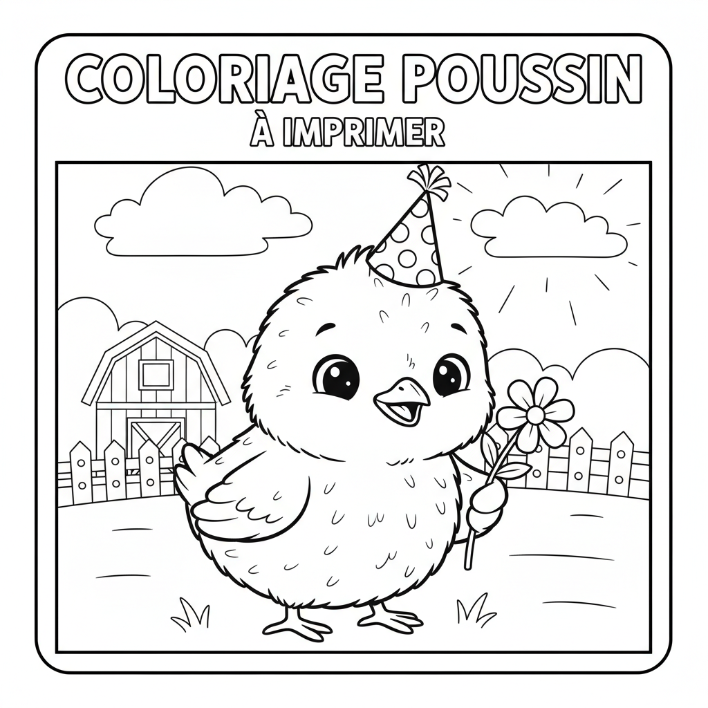 Coloriage coloriage poussin à imprimer 4