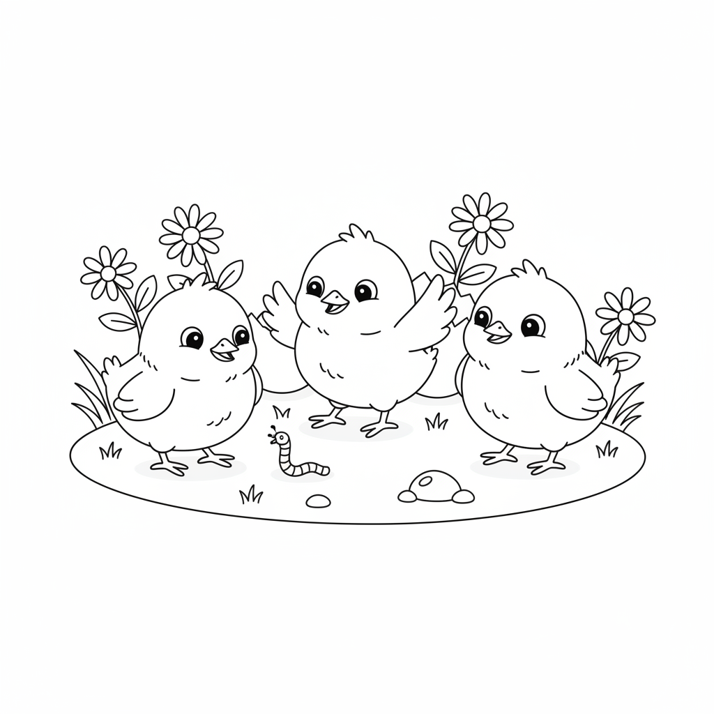 Coloriage Poussins à Imprimer Gratuitement pour Enfants