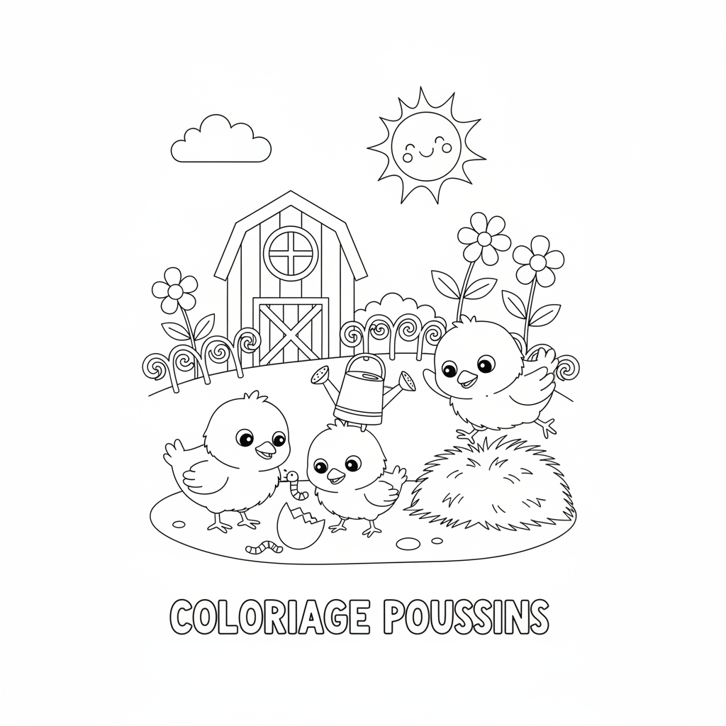 Coloriage coloriage poussins 2