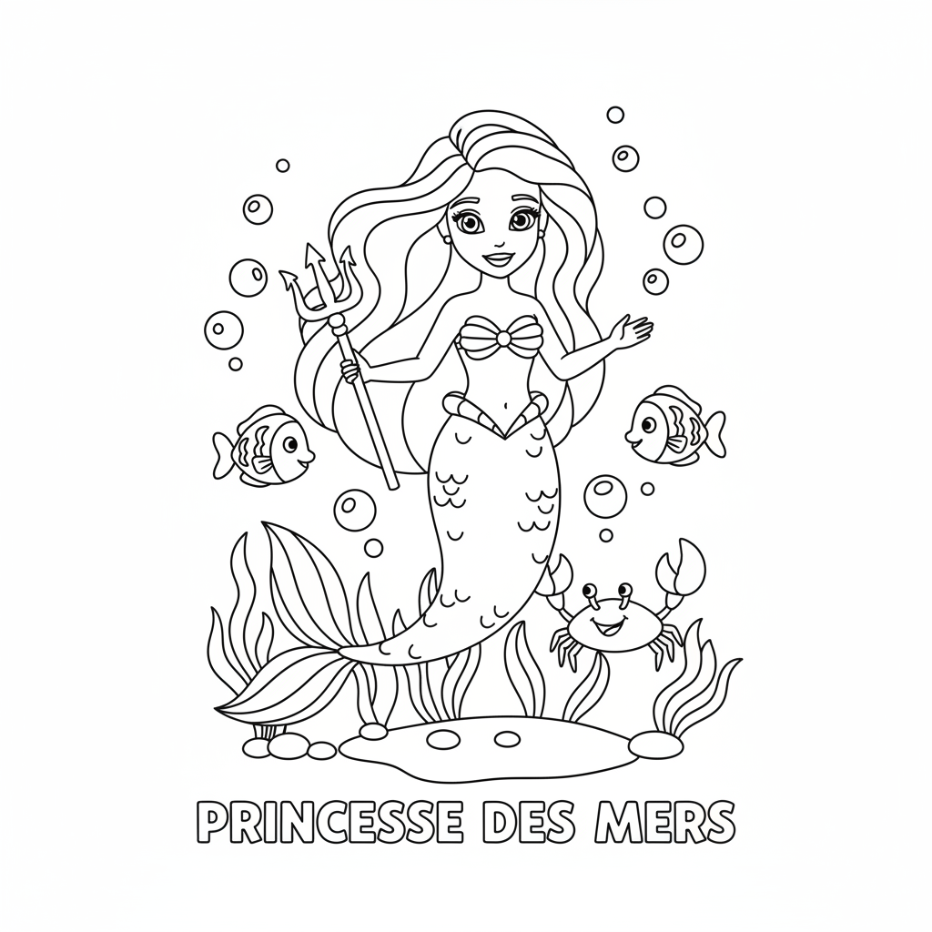 Coloriage Princesse Arielle Gratuit à Imprimer