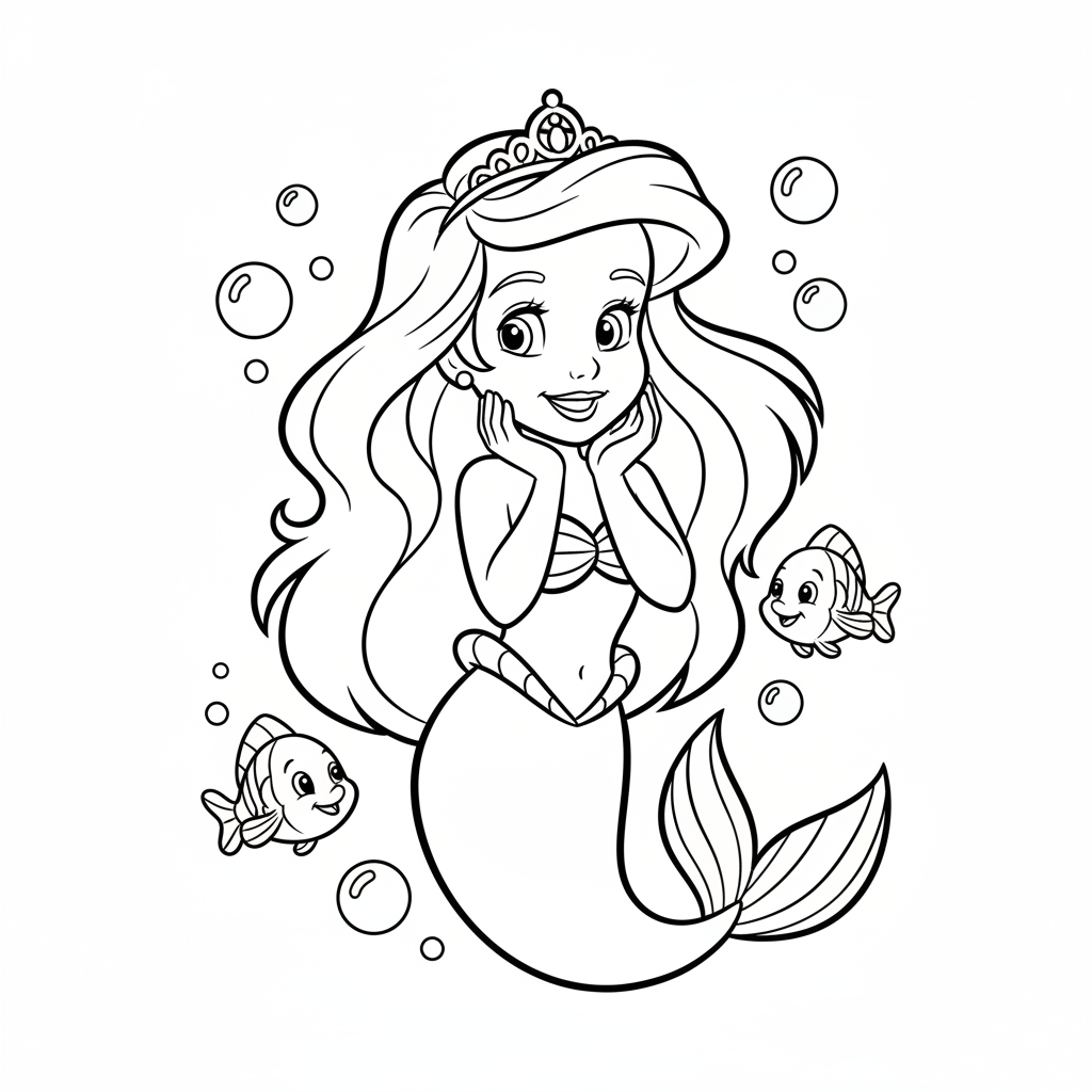 Coloriage coloriage princesse arielle 4