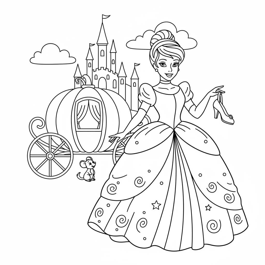 Coloriage coloriage princesse cendrillon