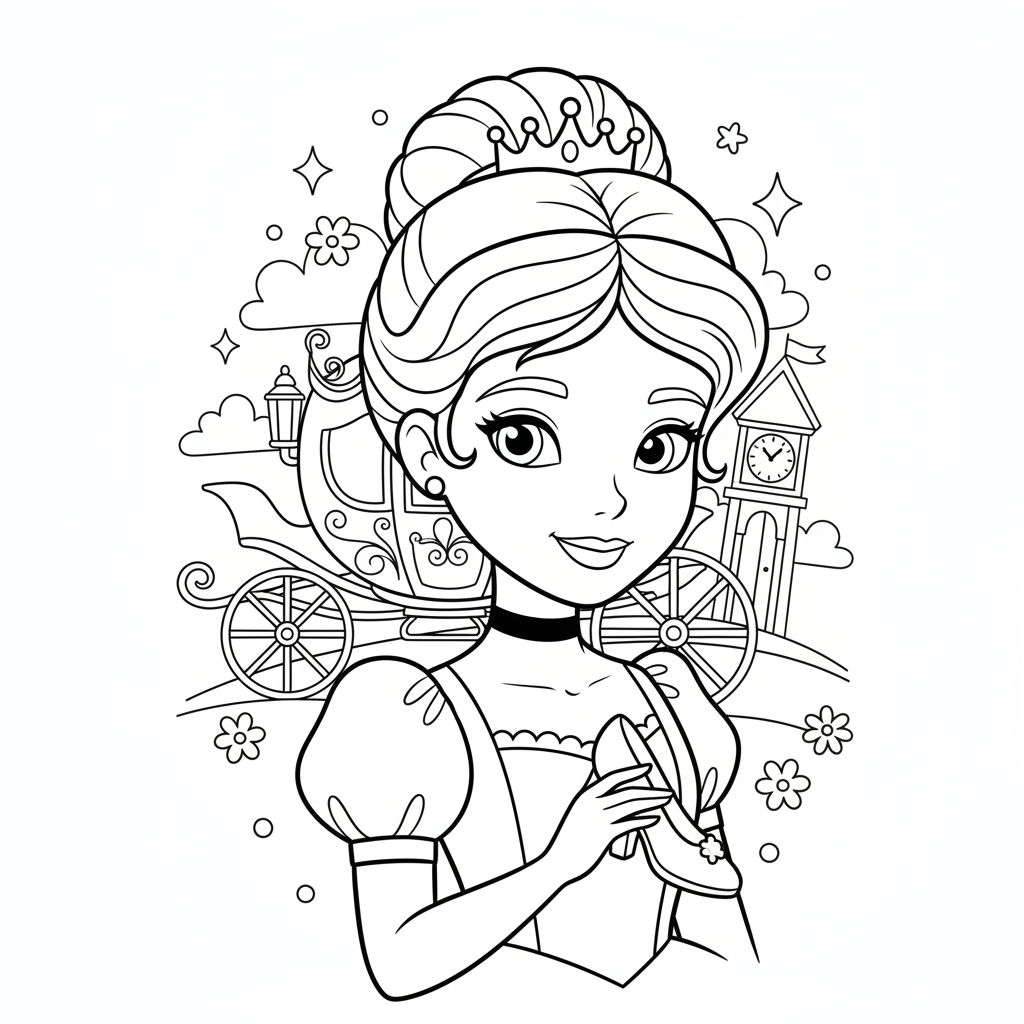 Coloriage coloriage princesse cendrillon 4