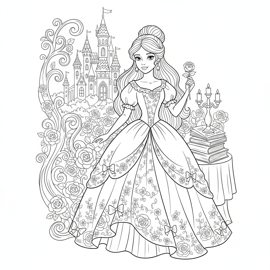 Coloriage coloriage princesse disney belle 2