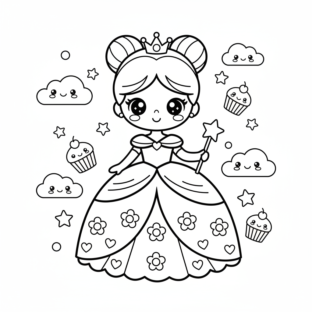 Coloriage coloriage princesse disney kawaii a imprimer