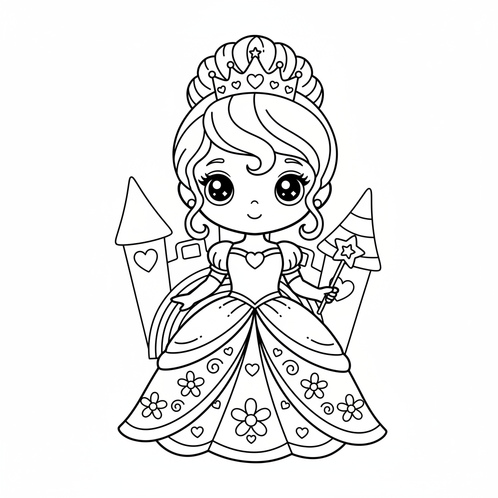 Coloriage coloriage princesse disney kawaii a imprimer 2