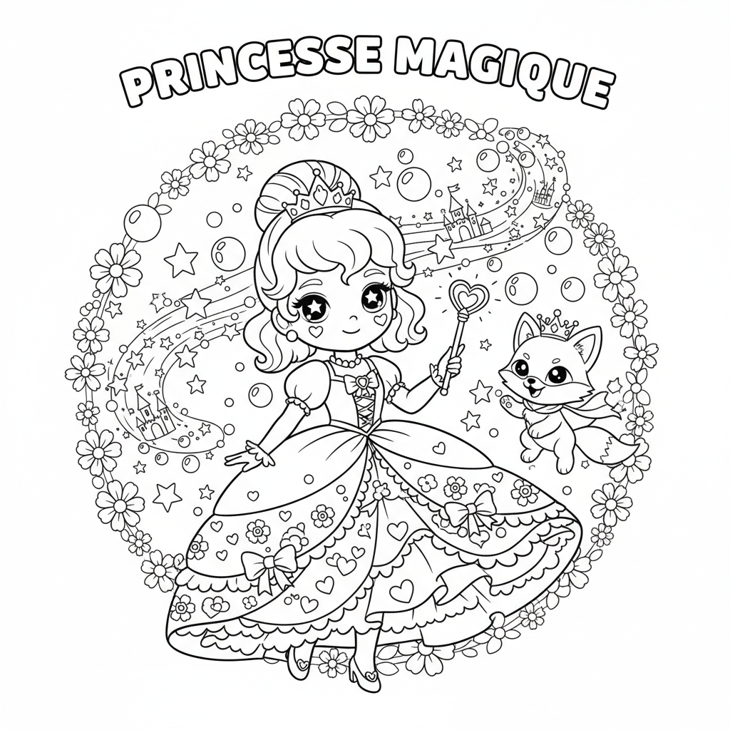Coloriage coloriage princesse disney kawaii a imprimer 5