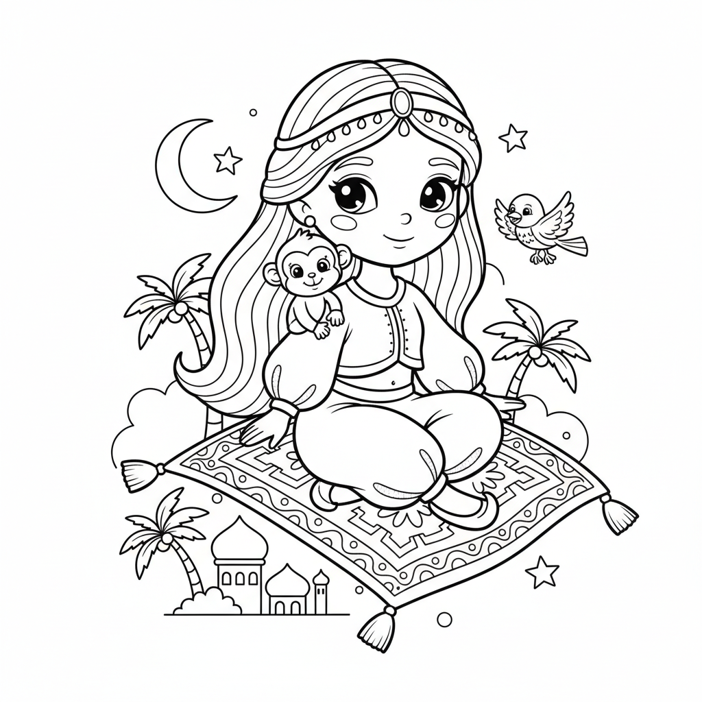 Coloriage coloriage princesse jasmine