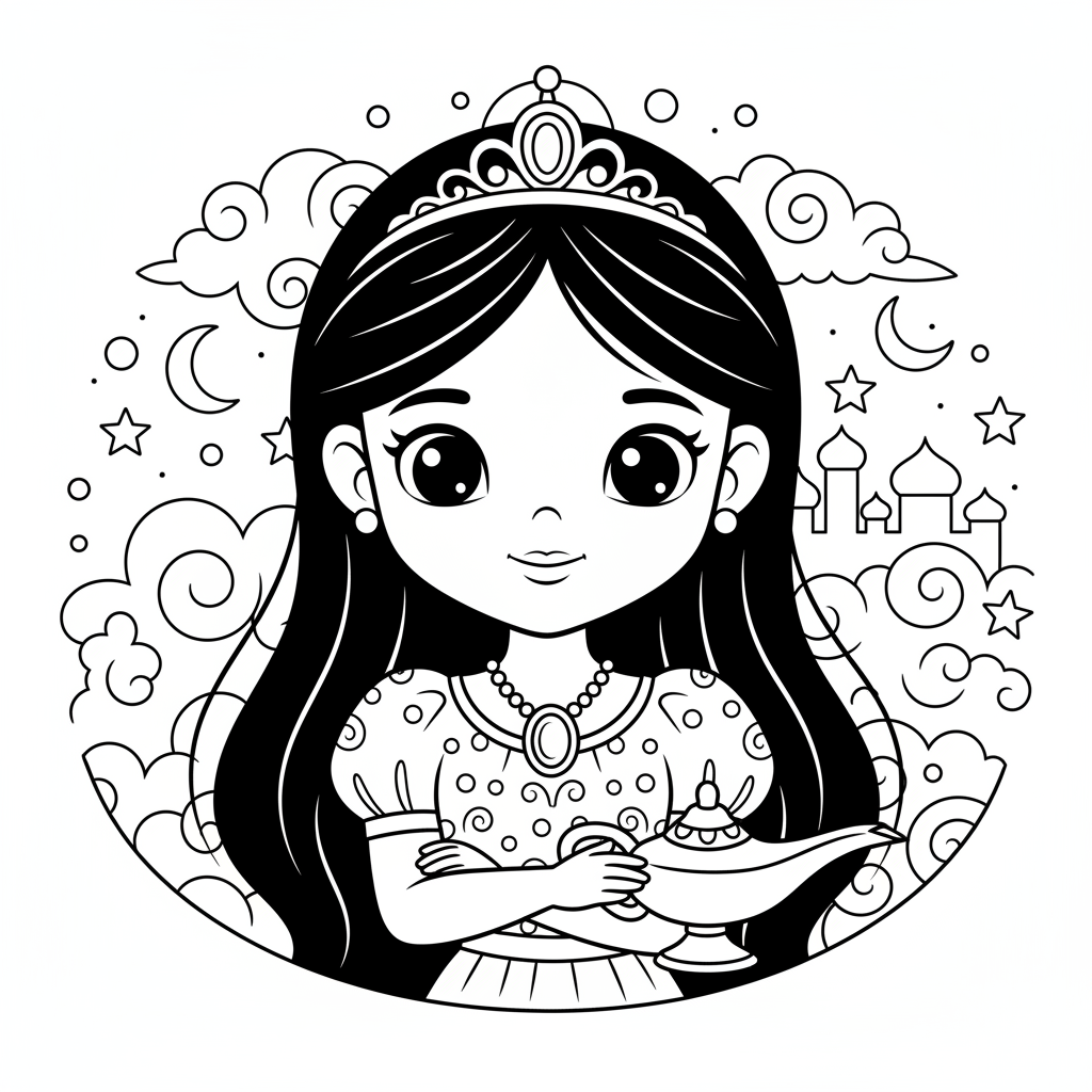 Coloriage coloriage princesse jasmine 4