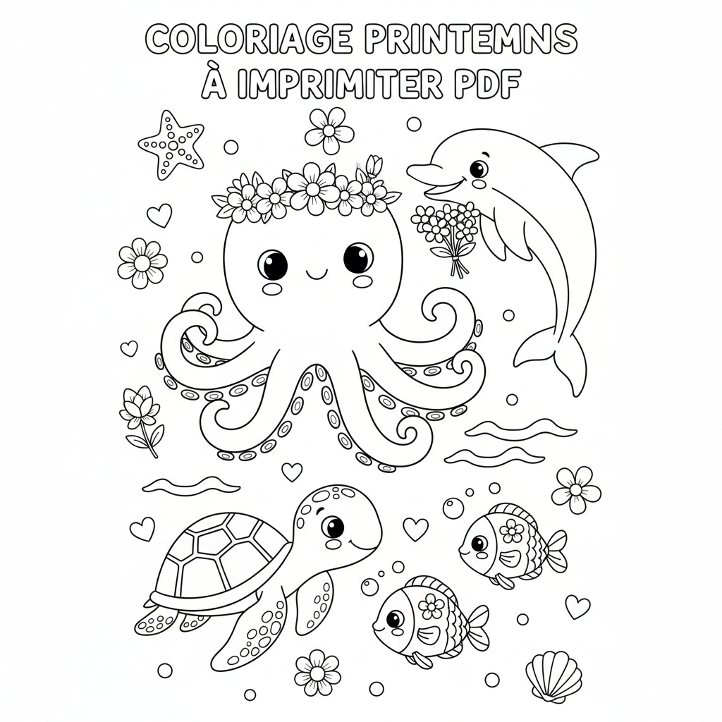 Coloriage coloriage printemps à imprimer pdf 4