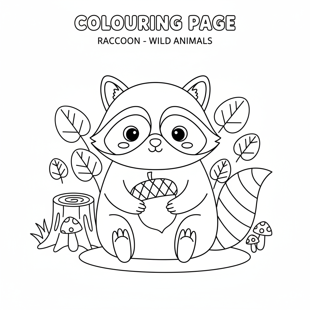Coloriage Raton Laveur Gratuit à Imprimer pour Enfants