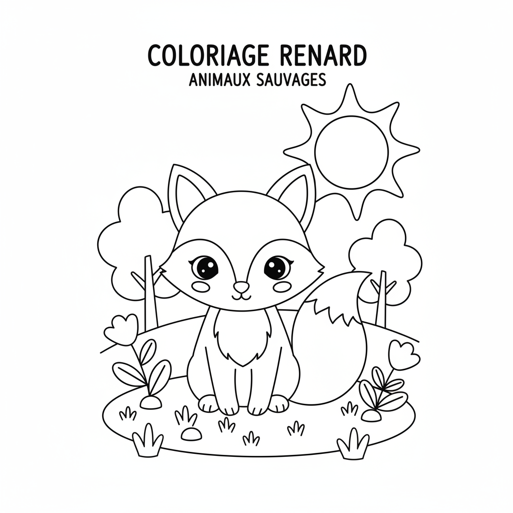 Coloriage Renard Gratuit à Imprimer pour les Enfants