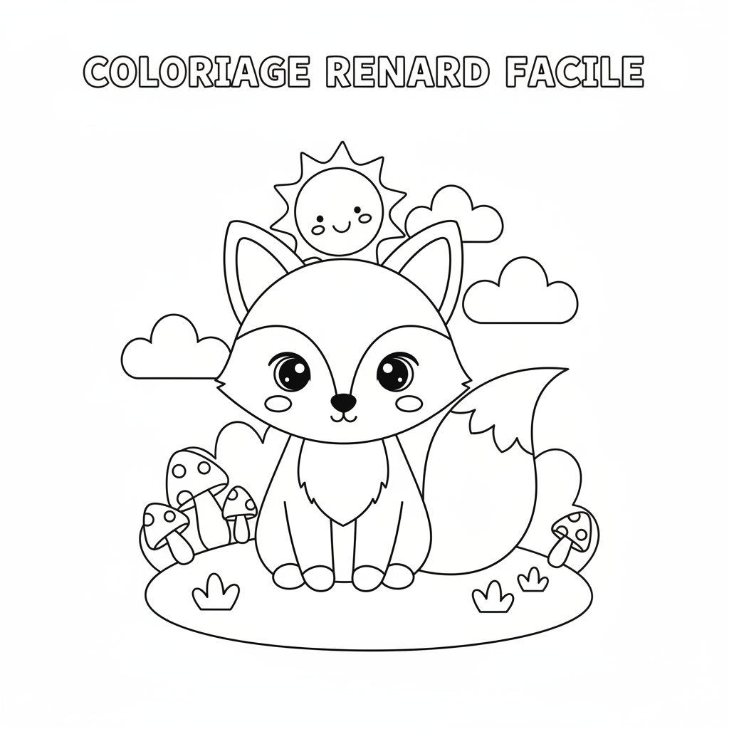 Coloriage Renard Facile à Imprimer pour les Enfants