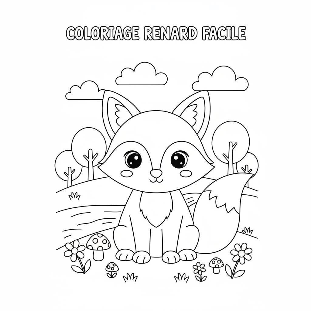 Coloriage coloriage renard facile 3