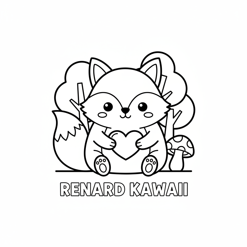 Coloriage Renard Kawaii Gratuit à Imprimer