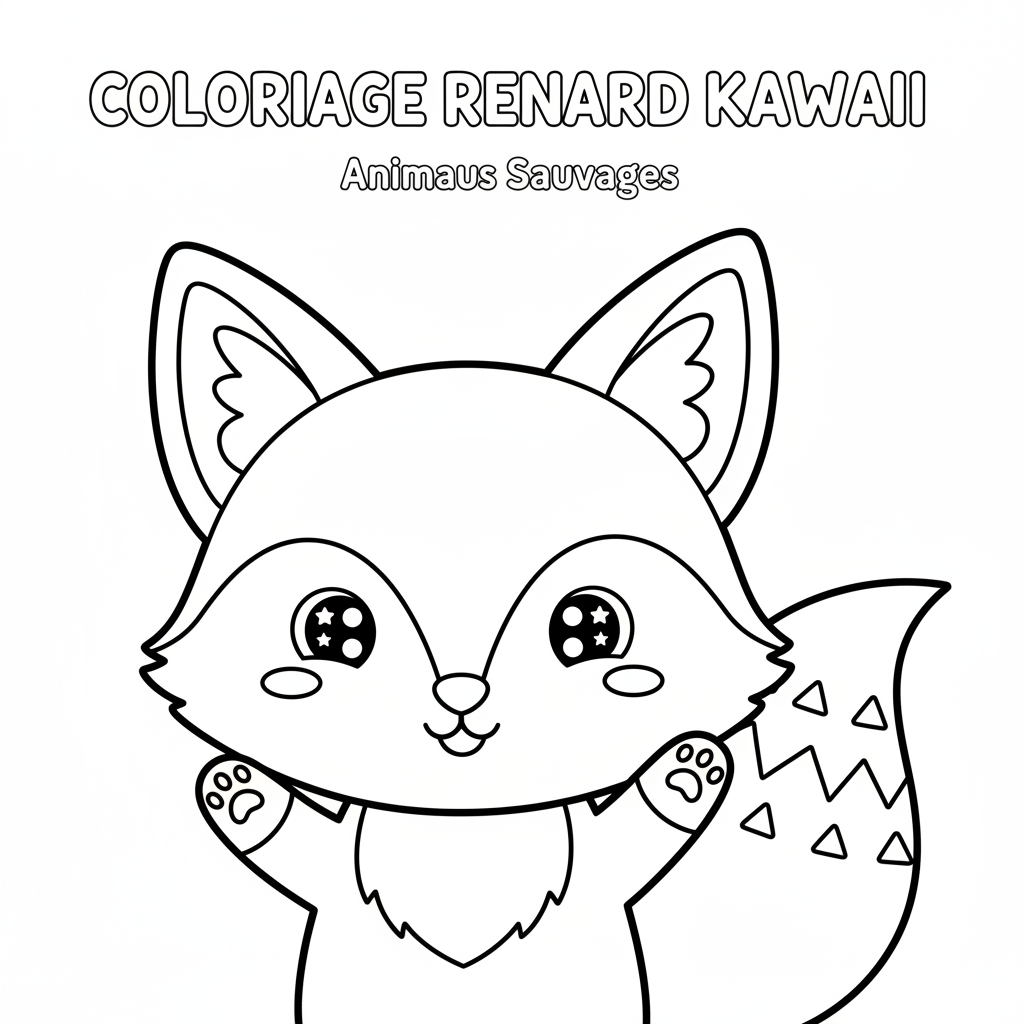 Coloriage coloriage renard kawaii 4