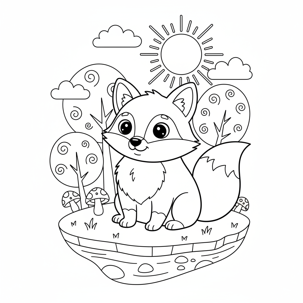 Coloriage coloriage renard mignon 3