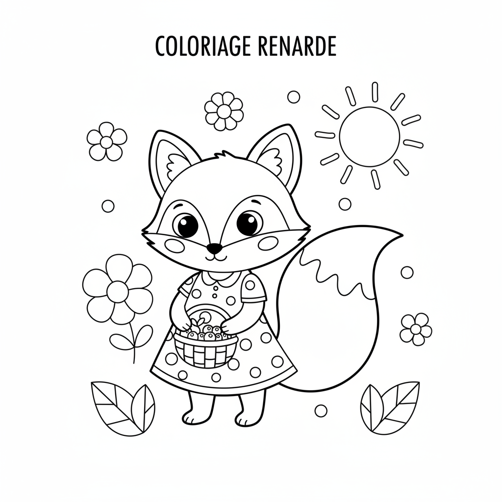 Coloriage Renarde Gratuit à Imprimer pour Enfants