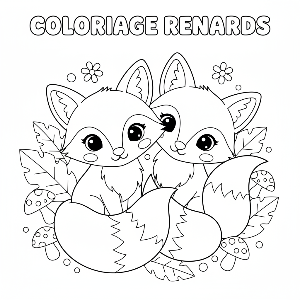 Coloriage coloriage renards 4