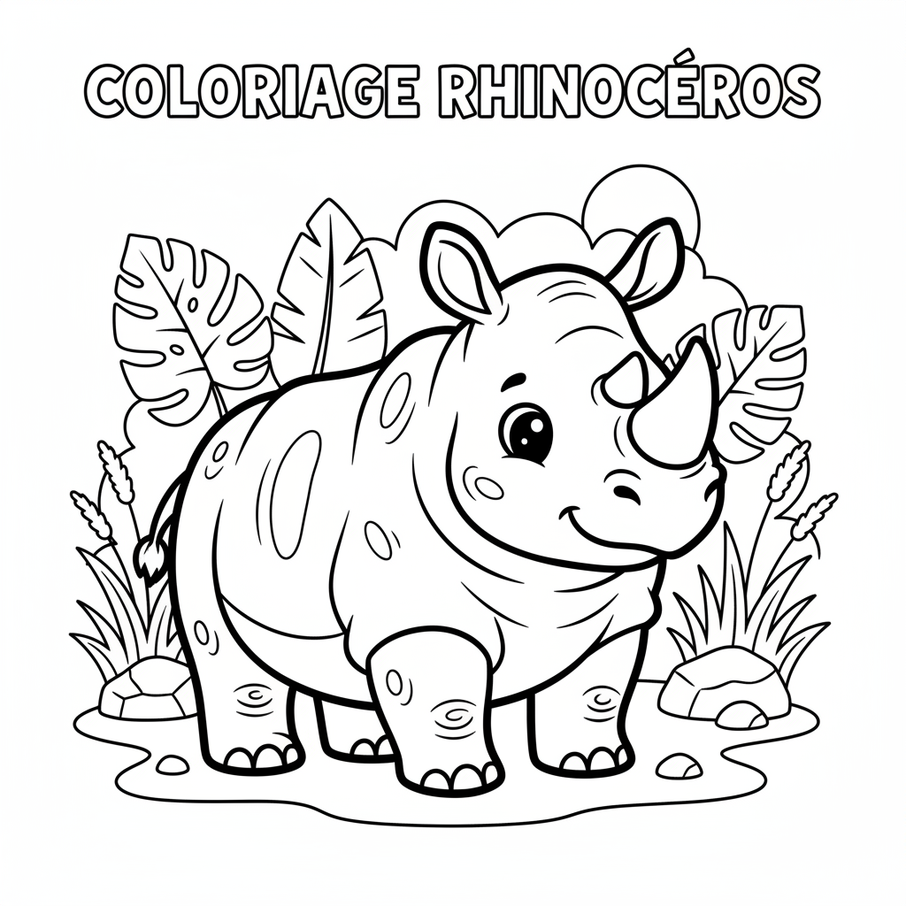 Coloriage coloriage rhinocéros 2