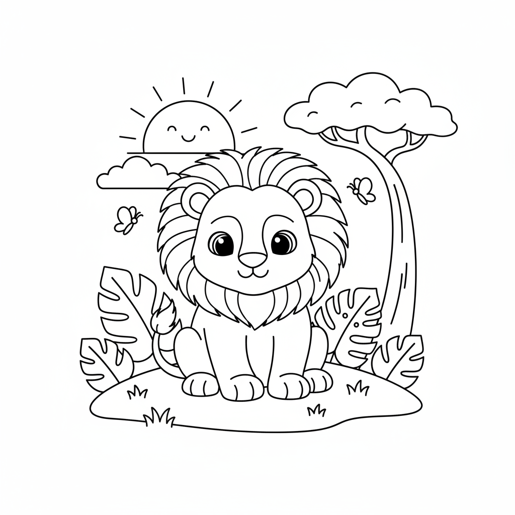 Coloriage Roi Lion Imprimer Gratuit pour les Enfants