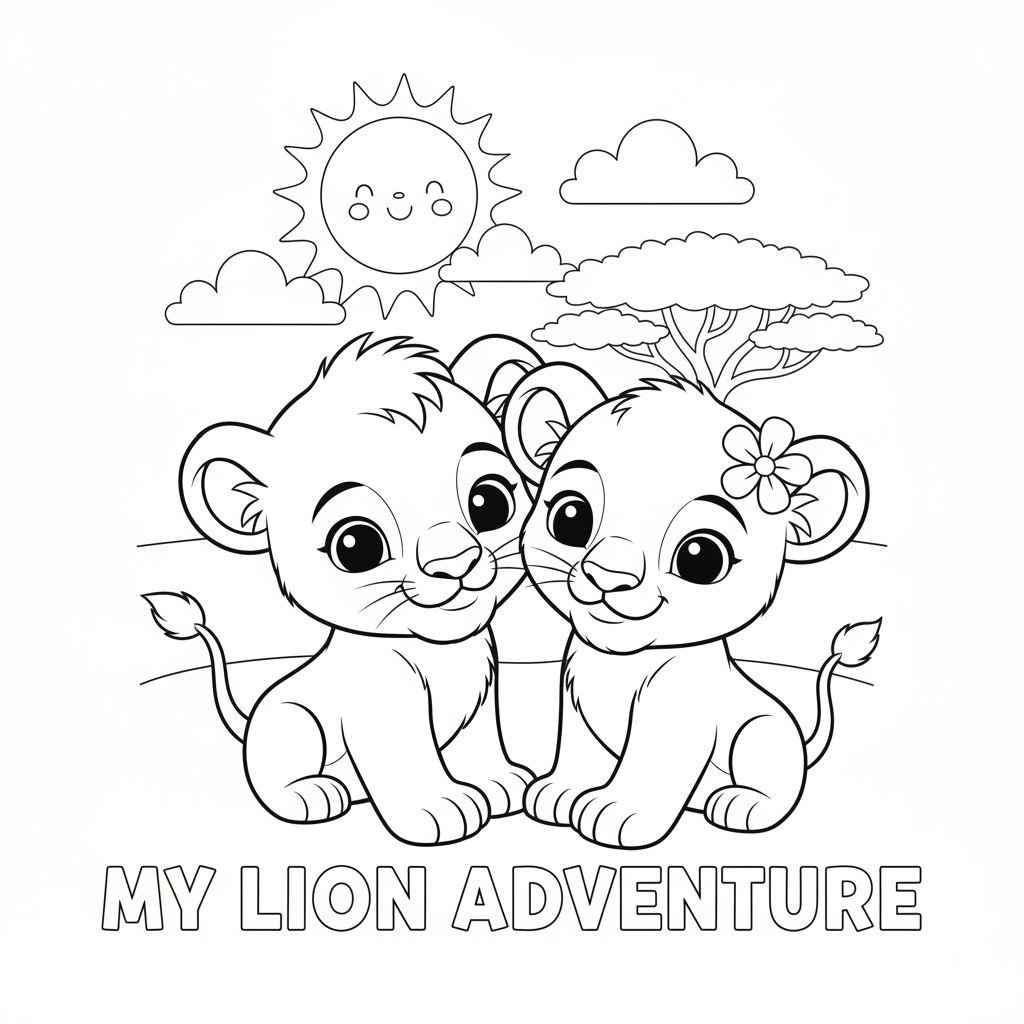 Coloriage coloriage roi lion simba et nala 4