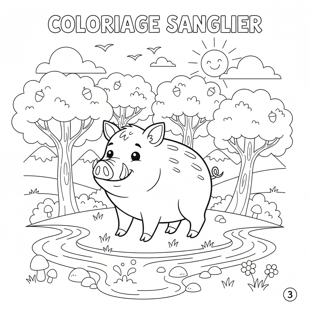 Coloriage coloriage sanglier 3