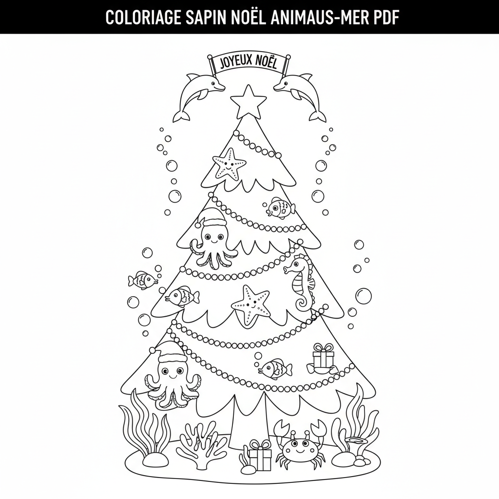 Coloriage coloriage sapin noël à imprimer pdf 2