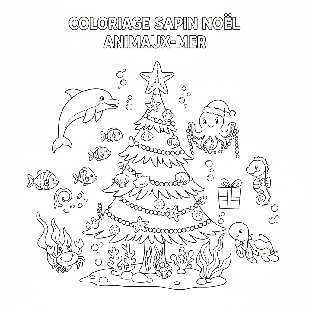 Coloriage coloriage sapin noël à imprimer pdf 5