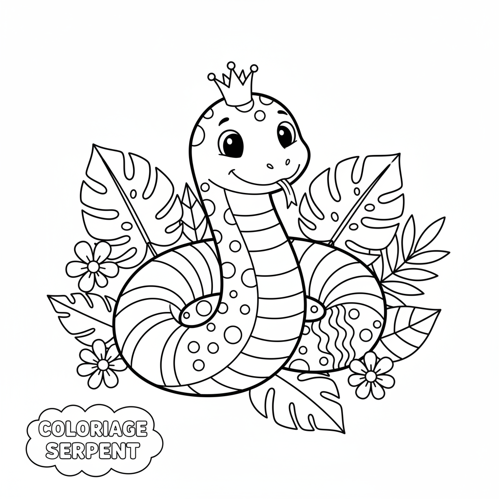 Coloriage Serpent à Imprimer Gratuit pour les Enfants