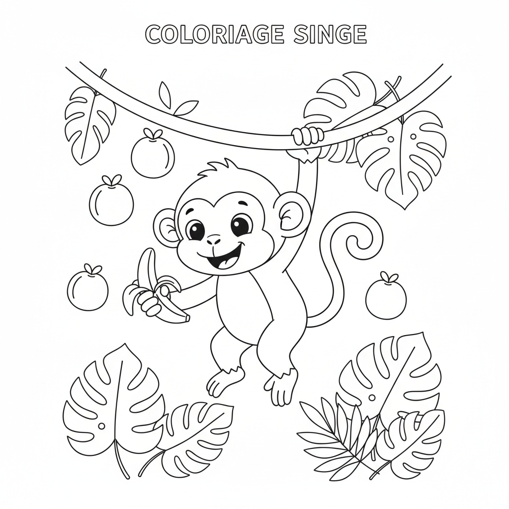 Coloriage Singe À Imprimer Gratuit pour les Enfants