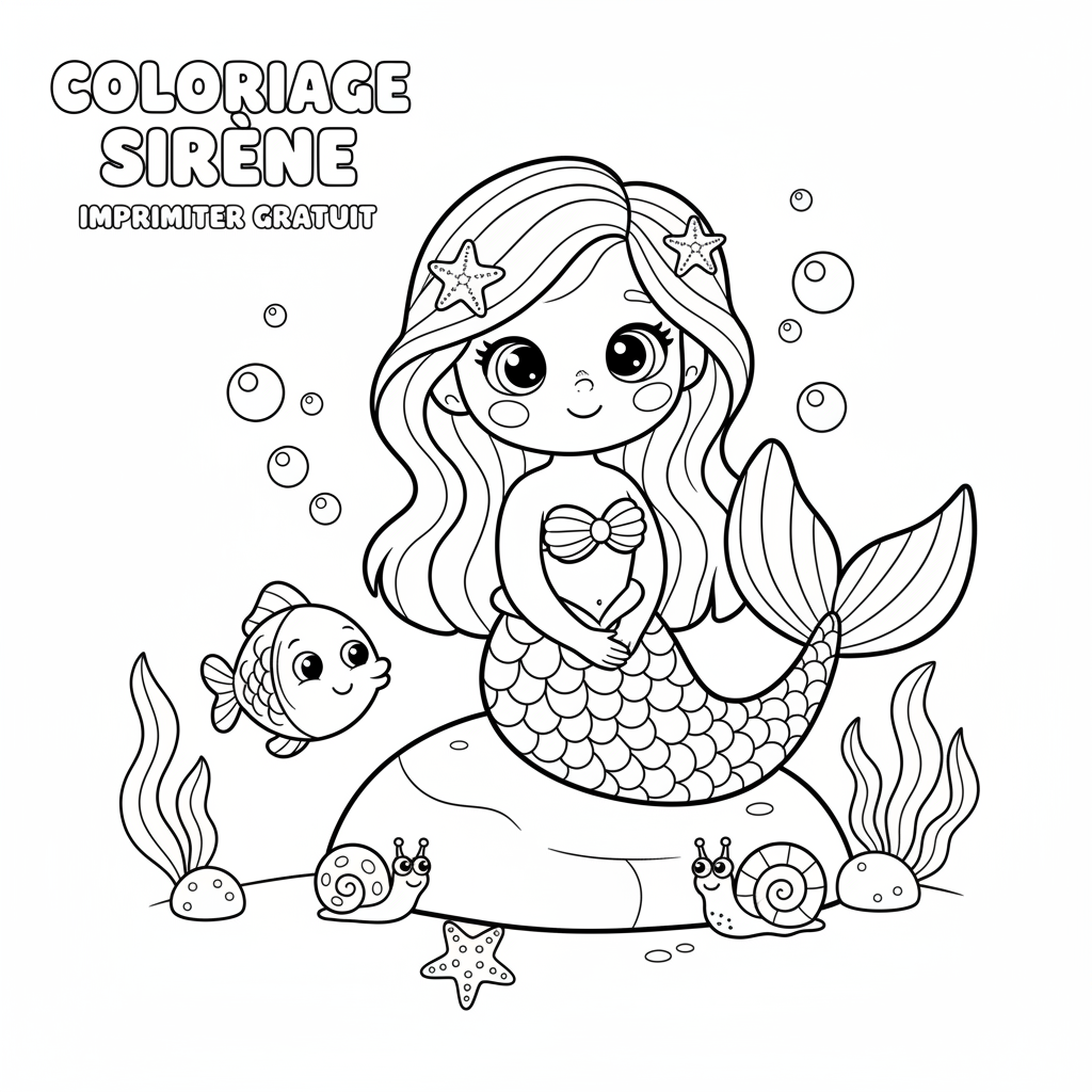 Coloriage coloriage sirene à imprimer gratuit