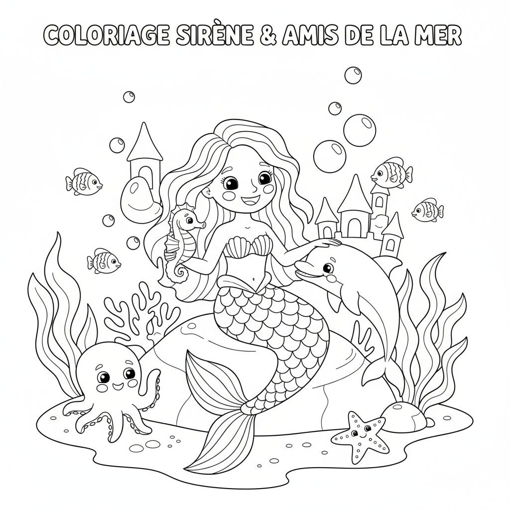 Coloriage coloriage sirene à imprimer gratuit 3