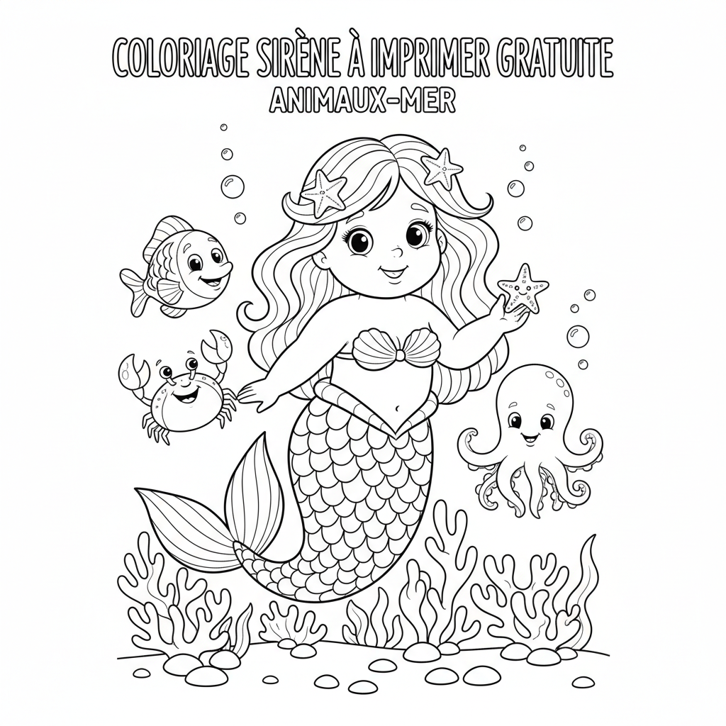 Coloriage coloriage sirène à imprimer gratuite