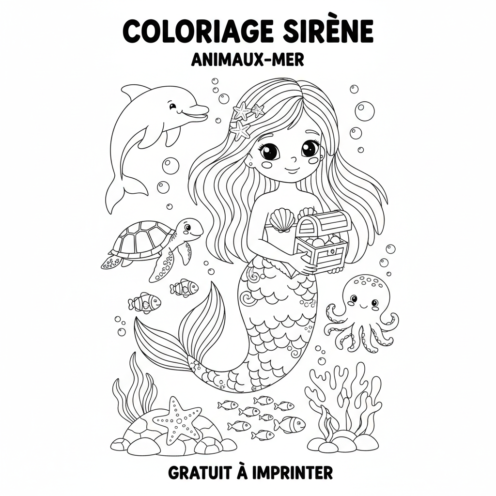 Coloriage coloriage sirène à imprimer gratuite 2
