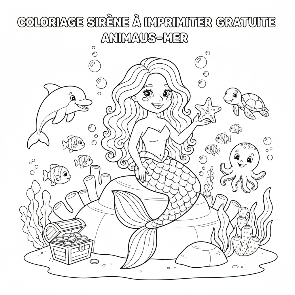 Coloriage coloriage sirène à imprimer gratuite 3