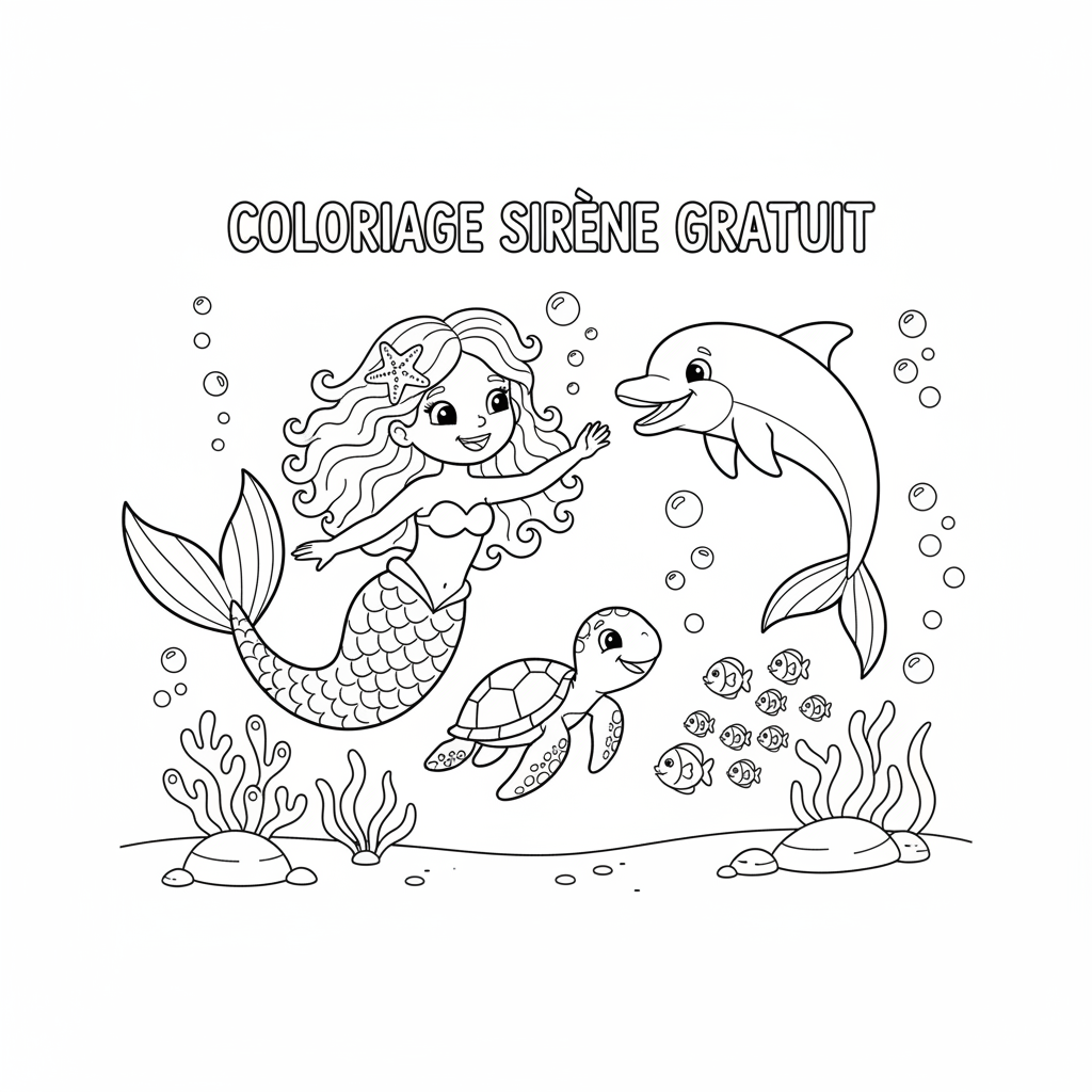 Coloriage coloriage sirène à imprimer gratuite 5