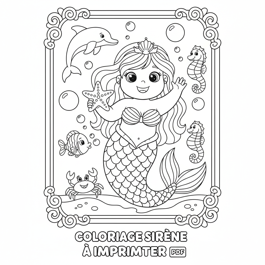 Coloriage coloriage sirène à imprimer pdf
