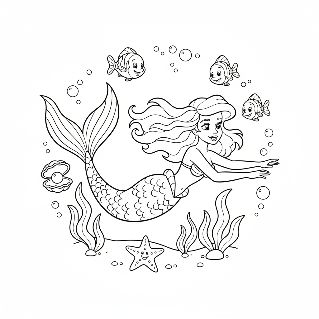 Coloriage coloriage sirene ariel 5