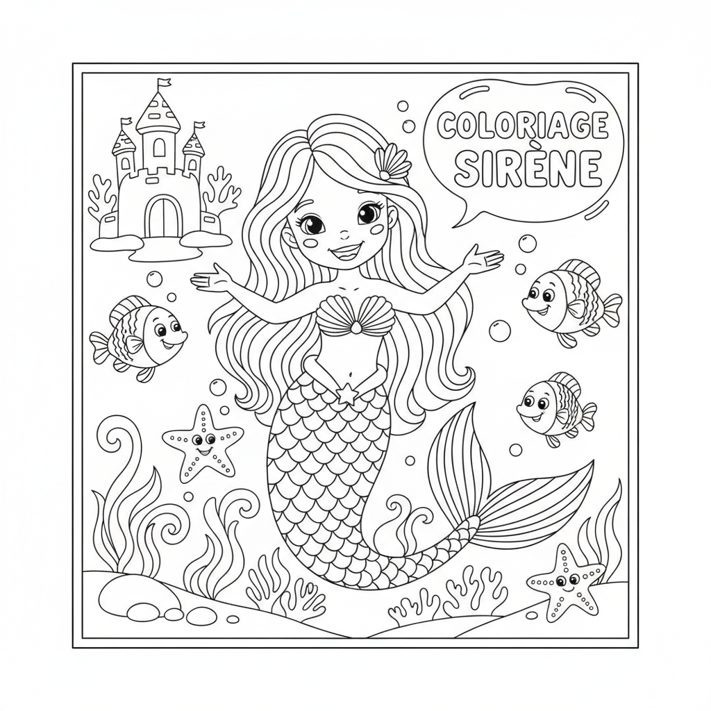 Coloriage coloriage sirène barbie