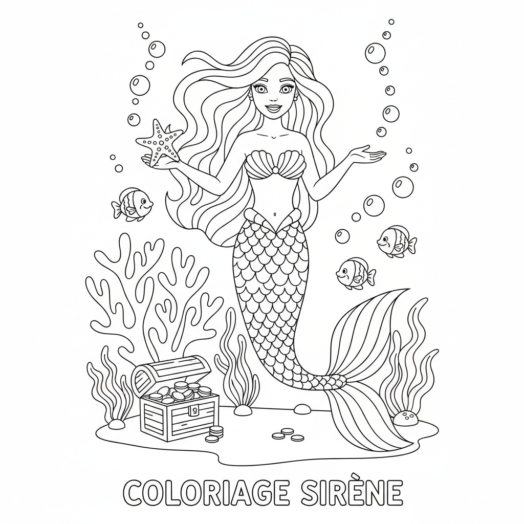 Coloriage coloriage sirène barbie 3