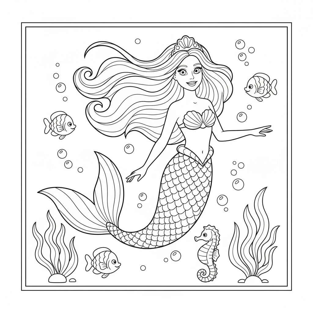 Coloriage coloriage sirène barbie 5